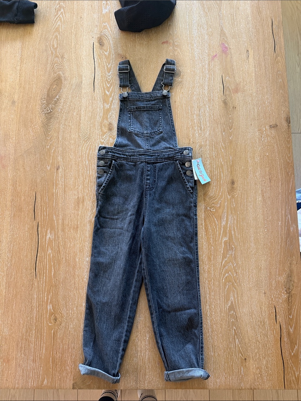 Cat & Jack Black Denim Kids Overalls with Adjustable Straps